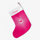 Aangepaste naam kerstinkt met roze harten kleine kerstsok (Achterkant (Hangend))