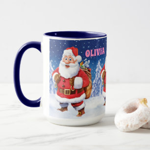 Aangepaste naam Kerstkoffie mok, Jolly Santas. Mok