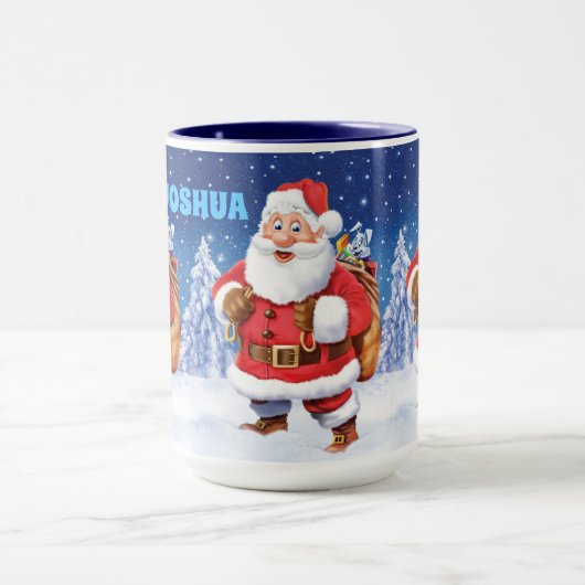 Aangepaste naam kerstkoffie-mok, Jolly Santas. Mok (Midden)