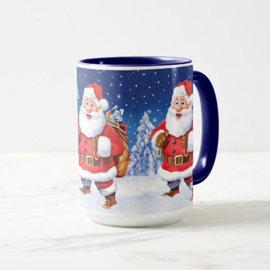 Aangepaste naam kerstkoffie-mok, Jolly Santas. Mok (Voorkant rechts)