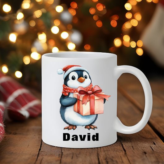 Aangepaste Naam Kerstmis Pinguïn Gift Koffiemok