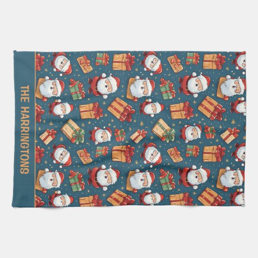 Aangepaste naam Kerstmis Santa Theedoek (Horizontaal)