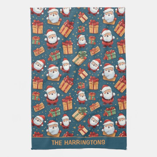 Aangepaste naam Kerstmis Santa Theedoek (Verticaal)