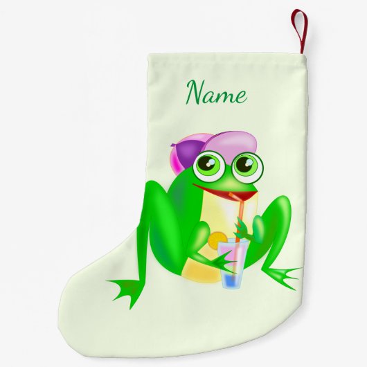 Aangepaste Naam Kerstmis Stocking met Happy Frog Kleine Kerstsok (Achterkant)