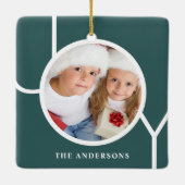 Aangepaste Naam Kerstvakantie Foto Groen Keramisch Ornament (Achterkant)