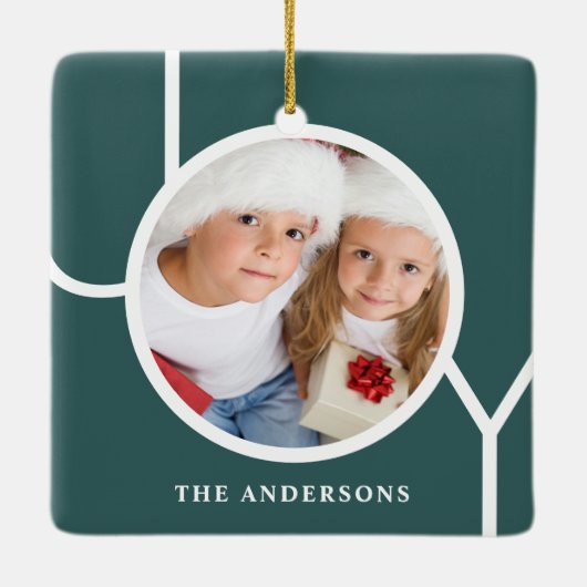 Aangepaste Naam Kerstvakantie Foto Groen Keramisch Ornament (Achterkant)