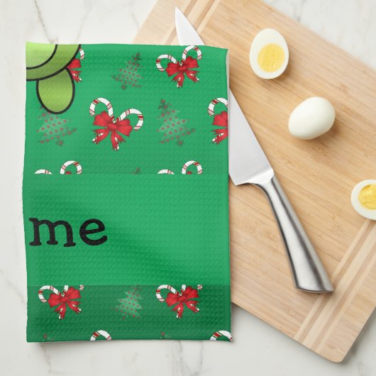 Aangepaste naam kikkergroene snoepbogen theedoek (Quarter Fold)