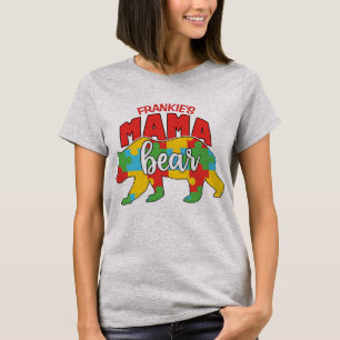 Aangepaste naam kind Mama Beer Autisme Bewustzijn T-shirt