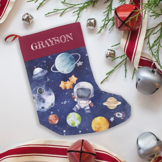 aangepaste naam Kinder Astronaut Galaxy Space Kleine Kerstsok