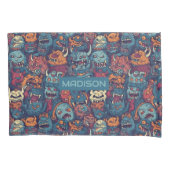 Aangepaste naam Kinderen Monster Pattern Kussensloop (Voorkant)