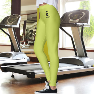 Aangepaste naam Klassieke Appelgroen Zwart Fun Mon Leggings