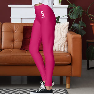 Aangepaste naam Klassieke framboos roze witte mono Leggings