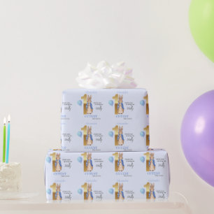 Aangepaste naam Klassieke Konijn Eerste verjaardag Cadeaupapier