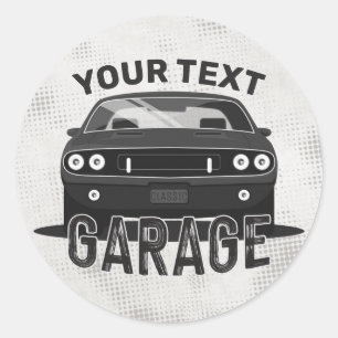 Aangepaste naam Klassieke muskus Auto Garage Retro Ronde Sticker