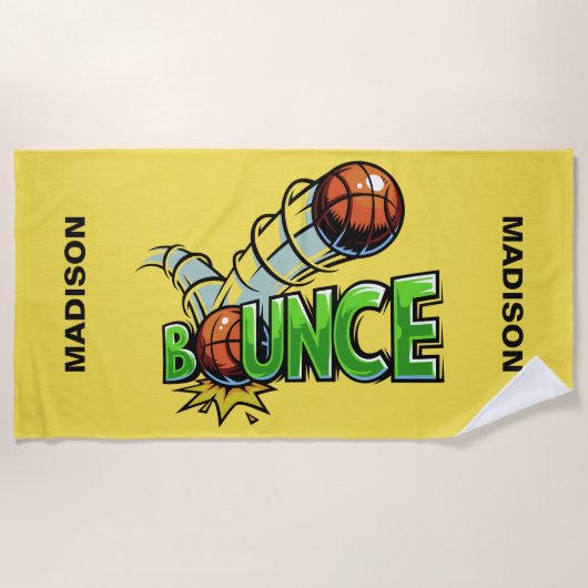 Aangepaste naam & kleur BOUNCE Basketbal handdoek (Voorkant)