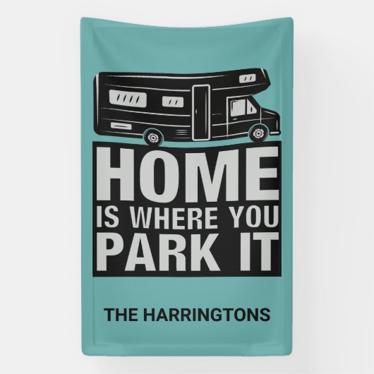 Aangepaste naam & kleur Camper Van Spandoek (Verticaal)