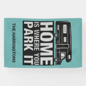 Aangepaste naam & kleur Camper Van Spandoek (Horizontaal)