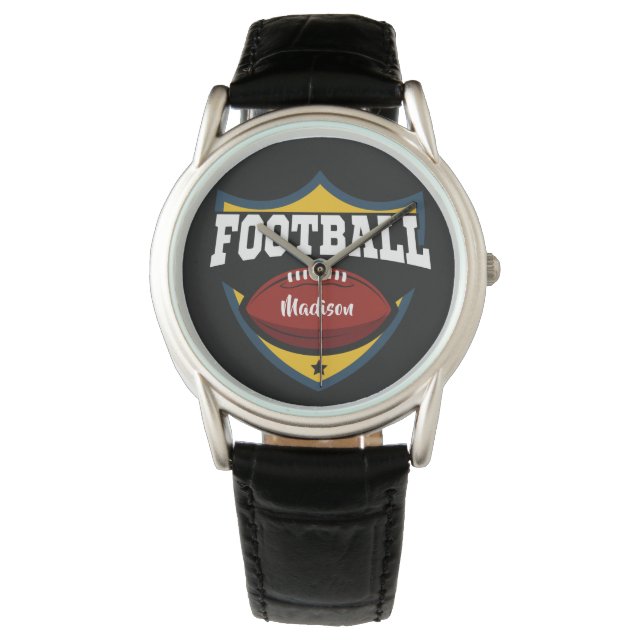 Aangepaste naam & kleur Football Logo horloges (Voorkant)