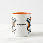 Aangepaste naam & kleur honkbal tweekleurige koffiemok (Center)