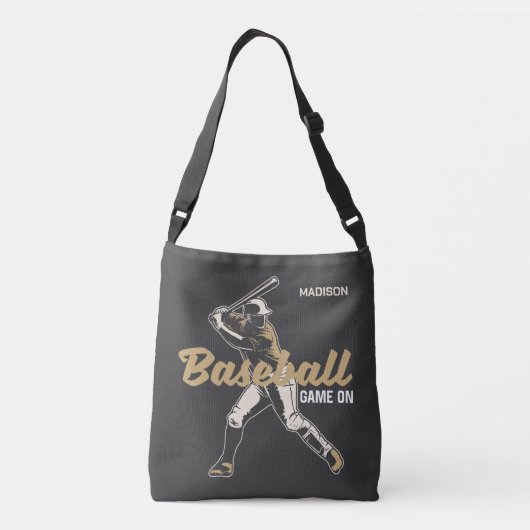 Aangepaste naam & kleur honkbalspeler crossbody tas (Achterkant)