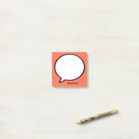 Aangepaste naam & kleur Speech Bubble Post-it® Notes (Op bureau)