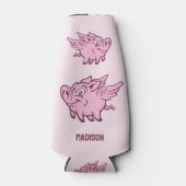 Aangepaste Naam & Kleur Vliegend Varken Flesjeskoeler (Voorkant)