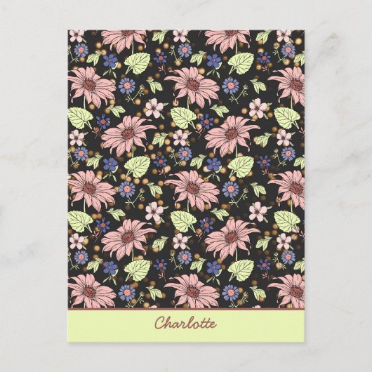 Aangepaste naam kleurig floreel naadloos patroon briefkaart (Voorkant)