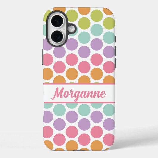 Aangepaste naam Kleurrijk Pastel Dot Patroon Case-Mate iPhone Case (Achterkant)