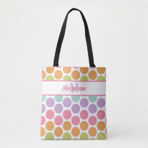 Aangepaste naam Kleurrijk Pastel Dot Patroon Draagtas