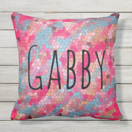 Aangepaste naam kleurrijke mozaïekpatroon buitenkussen