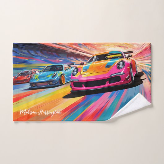 Aangepaste naam Kleurrijke Sportscars Handdoek (Handdoek)