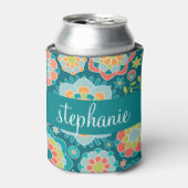 Aangepaste naam kleurrijke zomerpatroon blikjeskoeler (Blikje Voorkant)