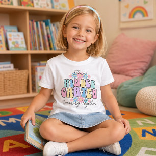 Aangepaste naam kleuteronderwijs leren samen retro t-shirt