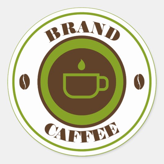 Aangepaste naam koffie-logo ronde sticker (Voorkant)