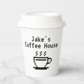 Aangepaste naam koffiewinkel logo papier drinken c papieren bekers (Voorkant)