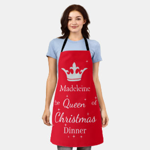 Aangepaste Naam Koningin van het Kerstdiner Schort