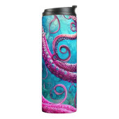 Aangepaste naam Kraken Tentacles Pink Octopus Thermosbeker (Gedraaid links)