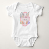 Aangepaste naam Label Pasen Baby Meisje Bunny Romper (Voorkant)
