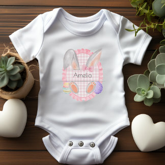 Aangepaste naam Label Pasen Baby Meisje Bunny Romper