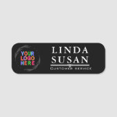Aangepaste naam Labels met Logo en tekst Zwart Naamplaatje (Voorkant)