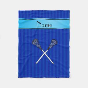 Aangepaste naam lacrosse blauwe strepen fleece deken