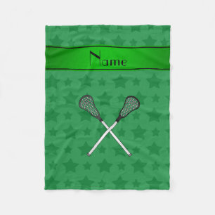 Aangepaste naam lacrosse groene sterren fleece deken