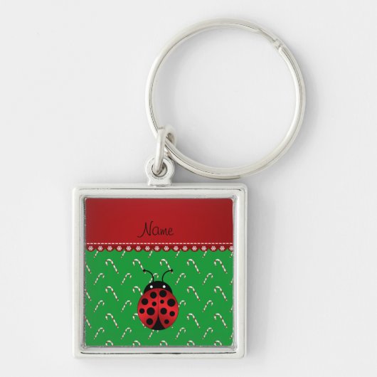 Aangepaste naam ladybug groene snoepsnoeren sleutelhanger (Voorkant)