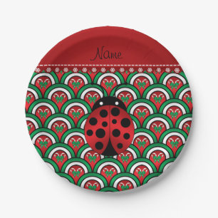 Aangepaste naam ladybug halve cirkels snoeren snoe papieren bordje