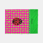 Aangepaste naam ladybug roze groene bomen fleece deken (Voorkant (Horizontaal))