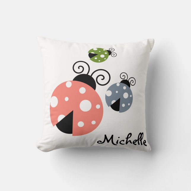 Aangepaste naam Ladybug Spring Kussen (Voorkant)