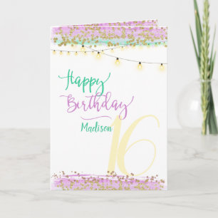 Aangepaste naam/Leeftijd Happy Birthday Moderne Wa Kaart