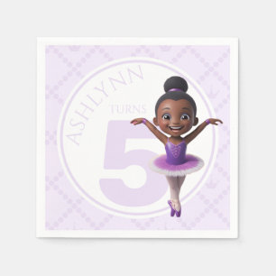 Aangepaste naam & leeftijd paarse ballerina kinder servet