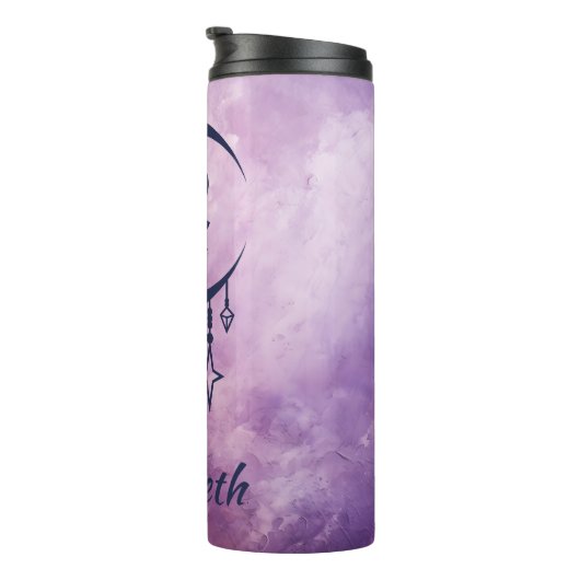 Aangepaste naam Leo Zodiac teken Thermosbeker (Geroteerd rechts)