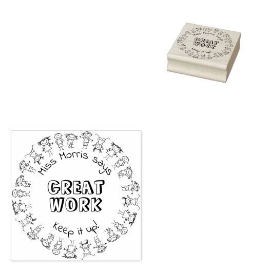 Aangepaste naam leraar zegt geweldig werk rubberen 	rubberstempel (Gestempeld)